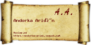 Andorka Arián névjegykártya